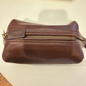 Coach Dark Brown Leather Toiletry Bag